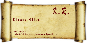 Kincs Rita névjegykártya